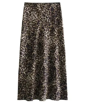Vintage Leopard Print Midi Skirt