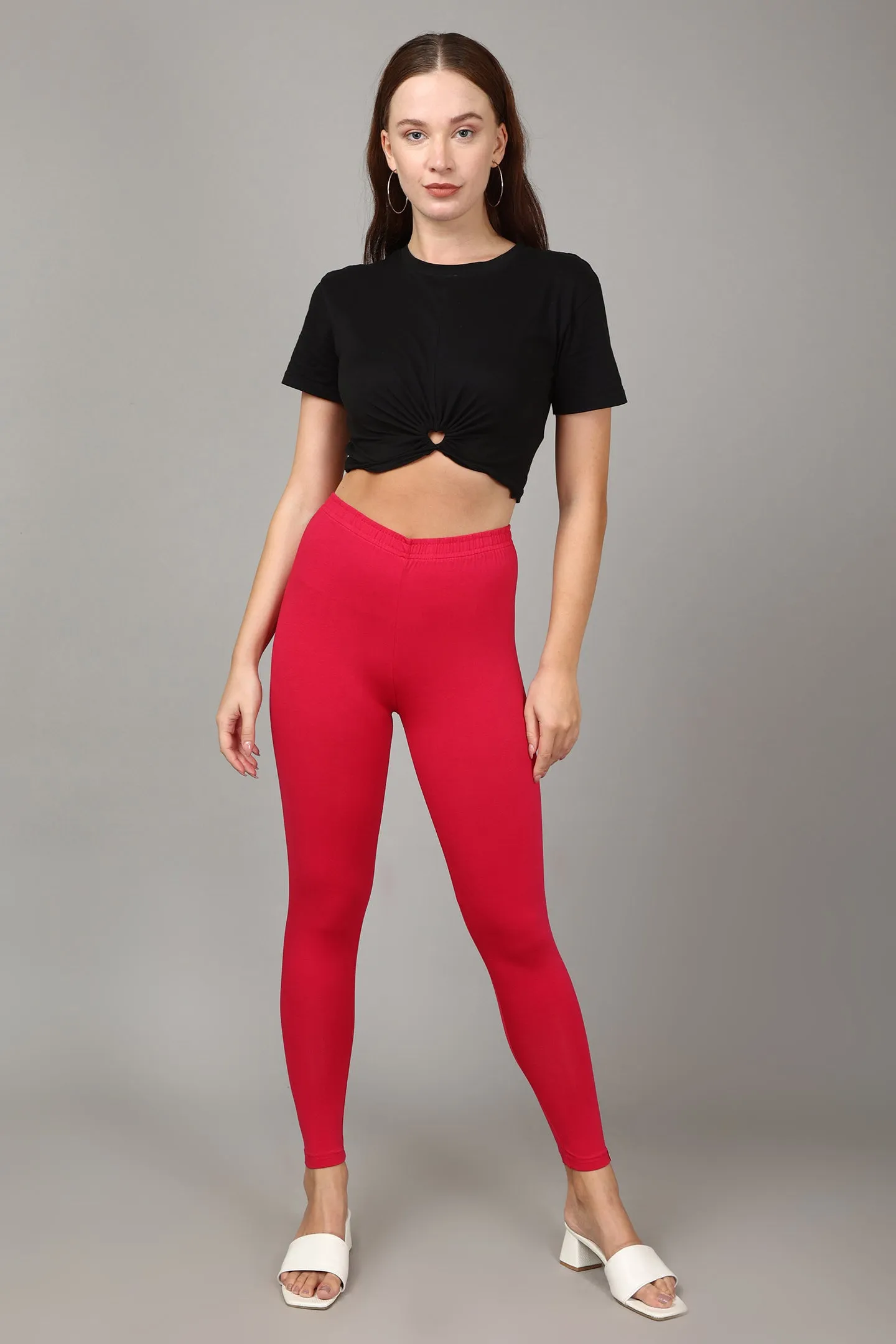 VISCOSE ANKLE LEGGINGS - FUSHIA