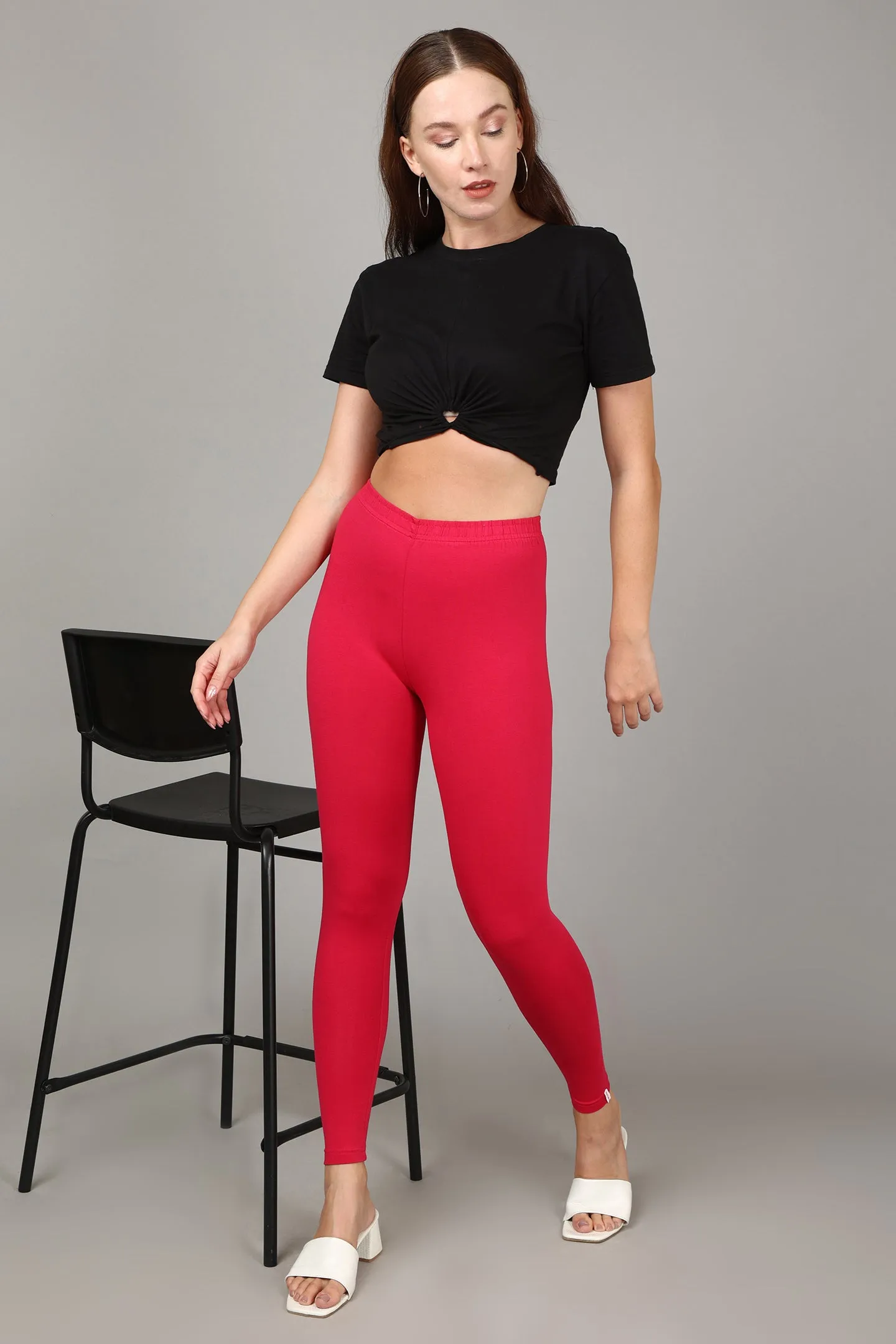 VISCOSE ANKLE LEGGINGS - FUSHIA