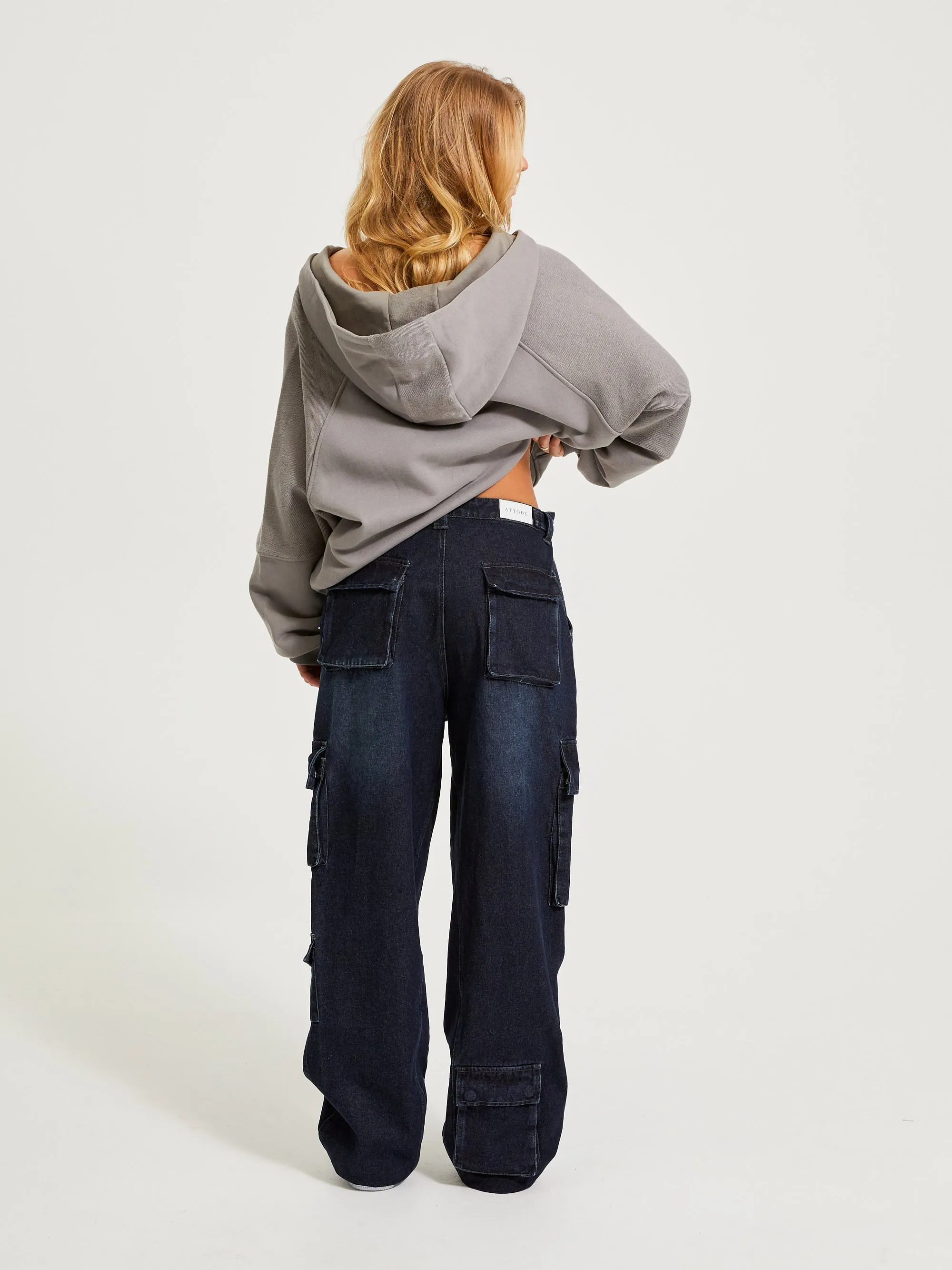 WASHED CARGO PANTS DARK BLUE