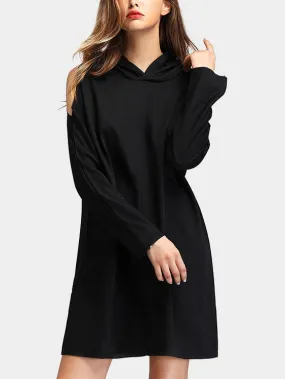 Wholesale Black Long Sleeve Hooded Cut Out Shirt Dress