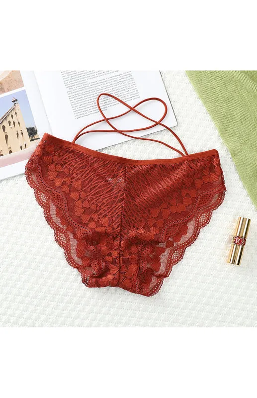 Women's Floral Lace Low Waist Strappy Briefs - Panties