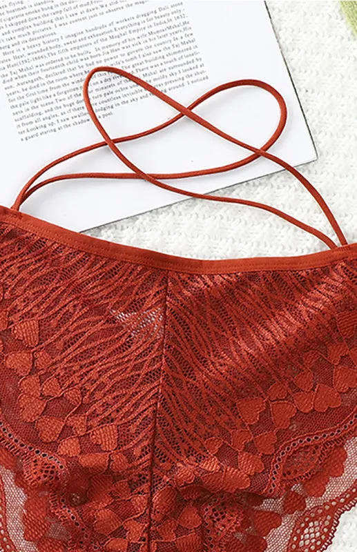 Women's Floral Lace Low Waist Strappy Briefs - Panties