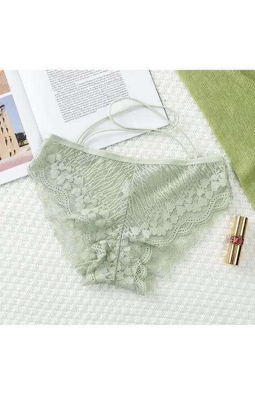 Women's Floral Lace Low Waist Strappy Briefs - Panties