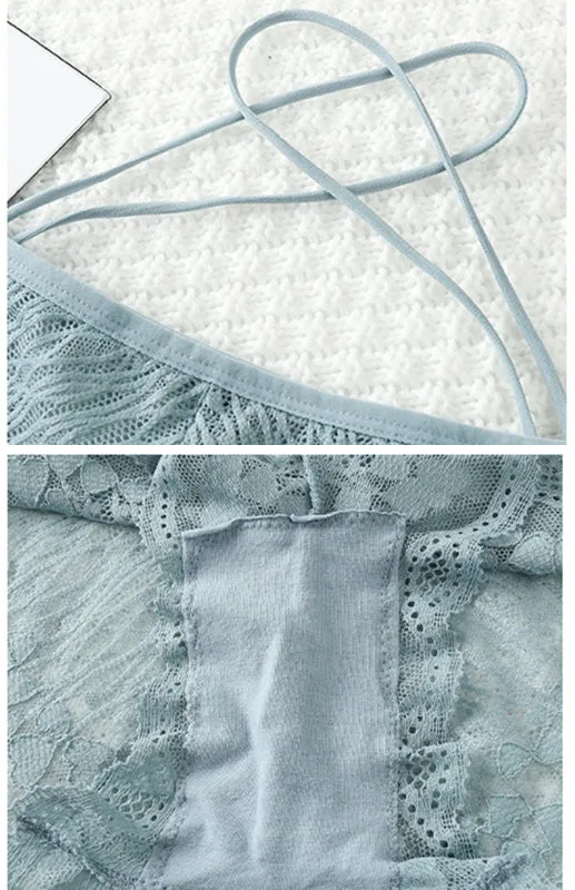 Women's Floral Lace Low Waist Strappy Briefs - Panties