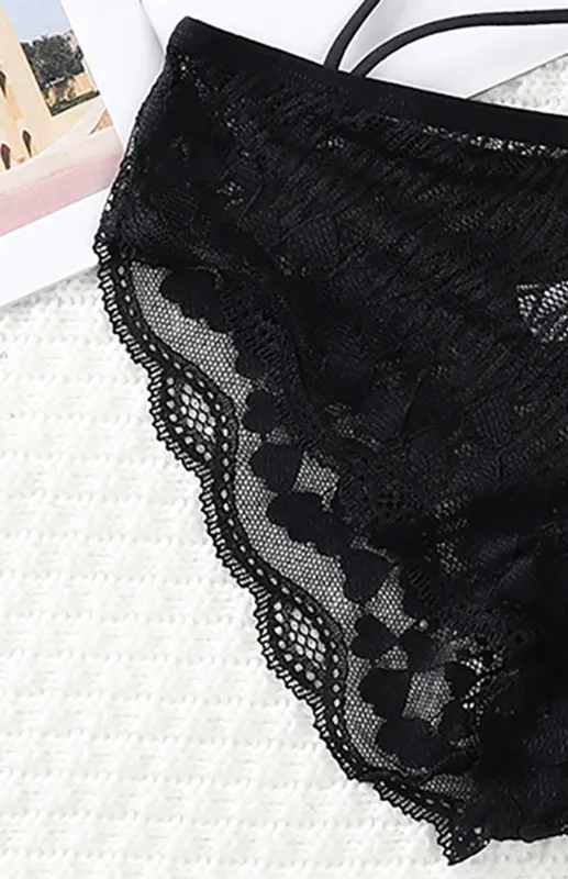 Women's Floral Lace Low Waist Strappy Briefs - Panties