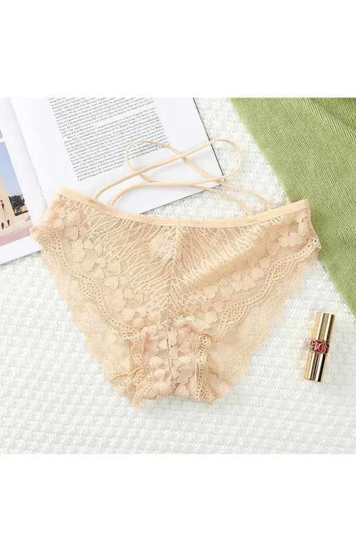 Women's Floral Lace Low Waist Strappy Briefs - Panties