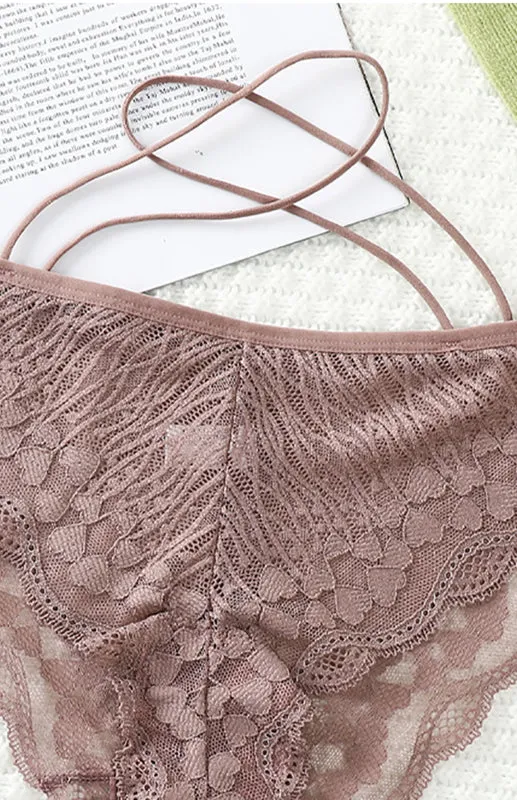 Women's Floral Lace Low Waist Strappy Briefs - Panties