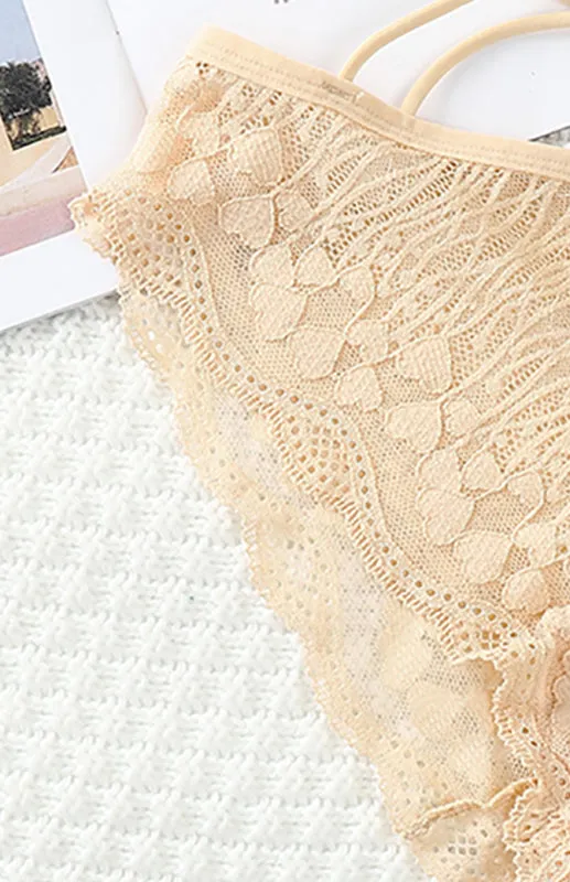 Women's Floral Lace Low Waist Strappy Briefs - Panties