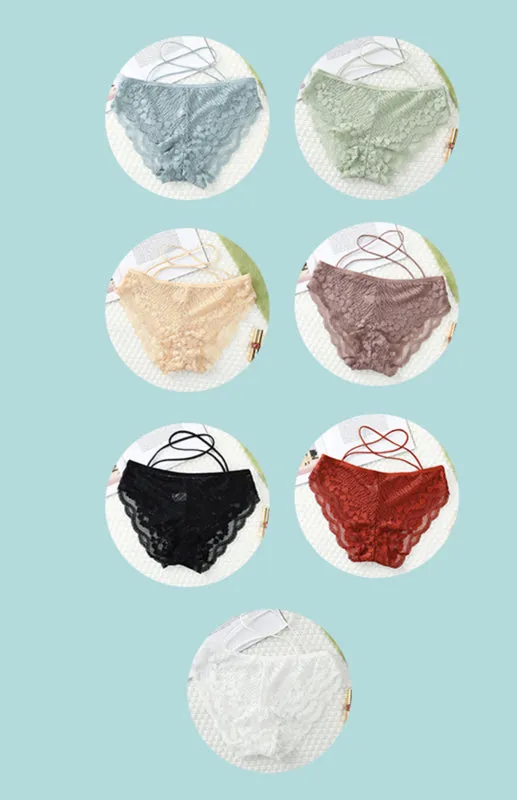 Women's Floral Lace Low Waist Strappy Briefs - Panties