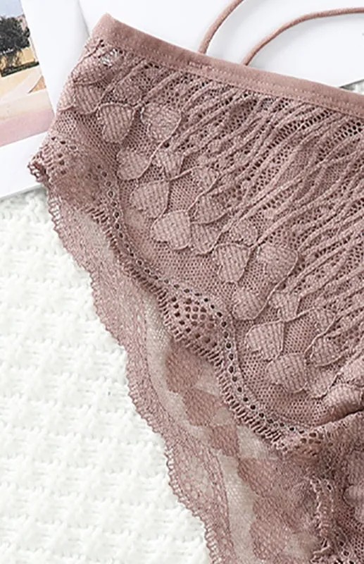 Women's Floral Lace Low Waist Strappy Briefs - Panties