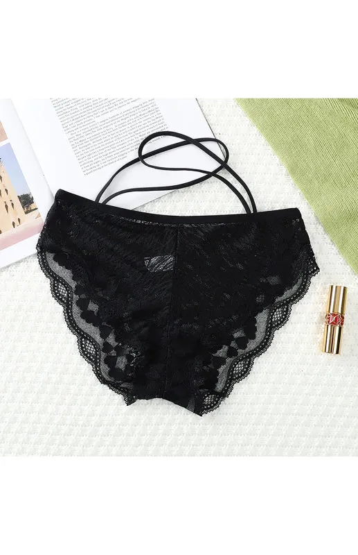 Women's Floral Lace Low Waist Strappy Briefs - Panties