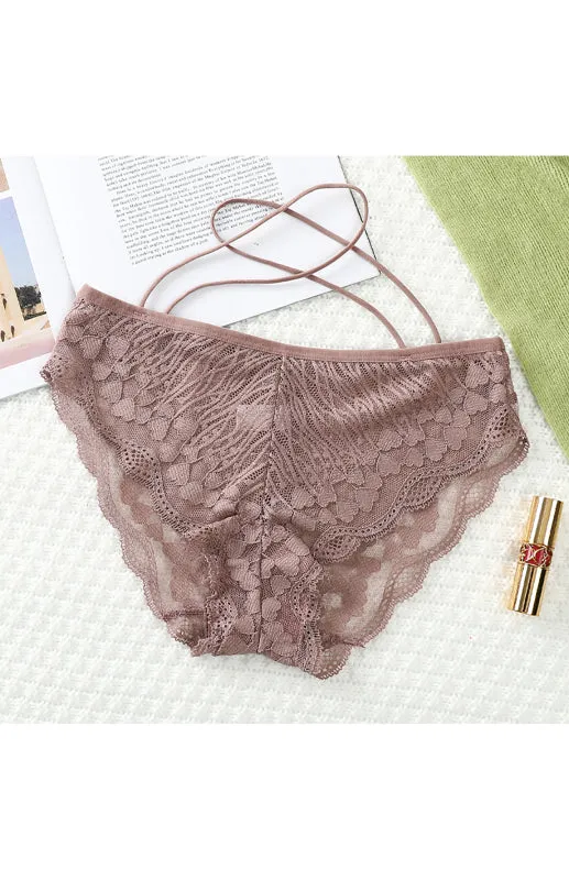Women's Floral Lace Low Waist Strappy Briefs - Panties