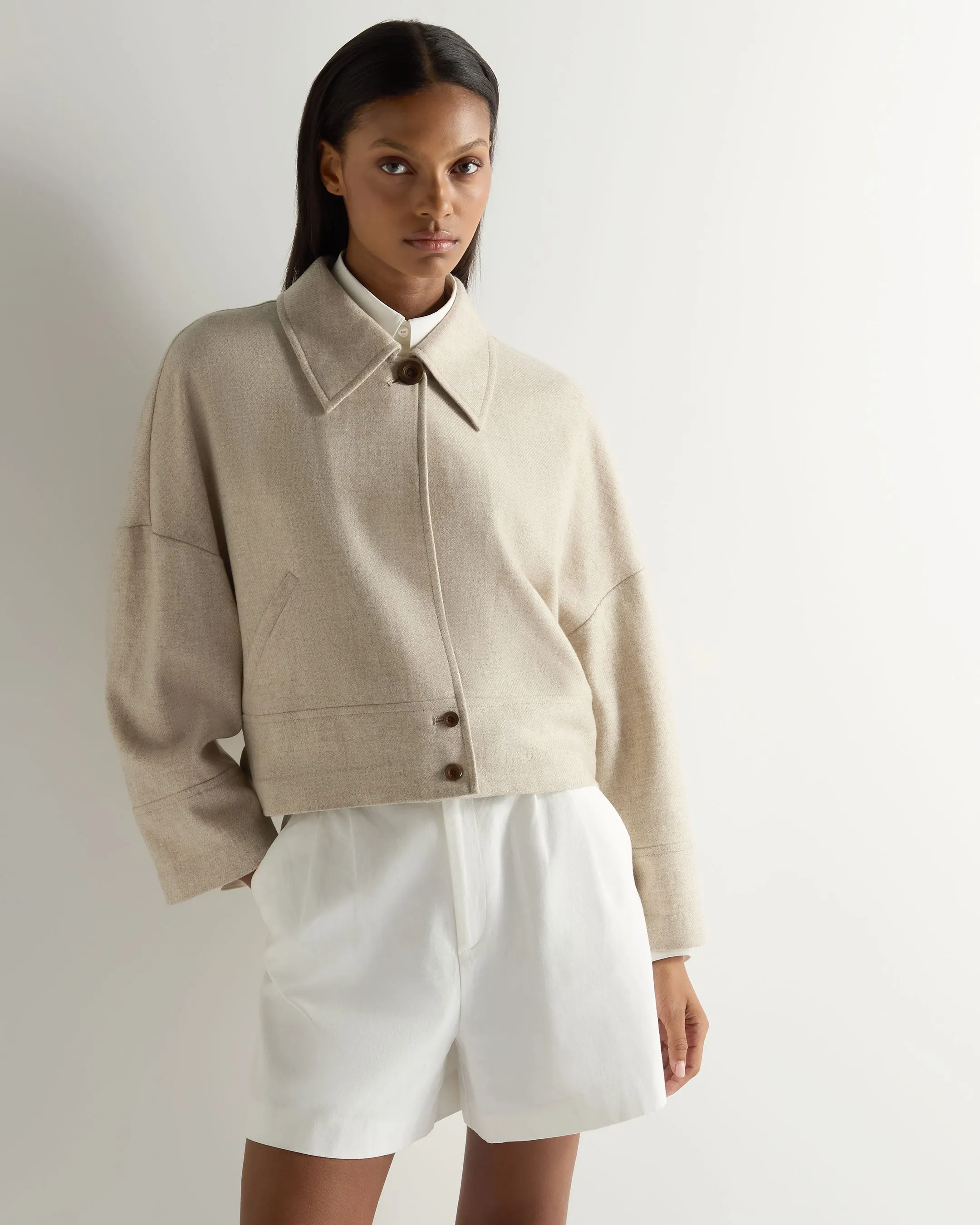Women's Woven Cashmere Jacket Beige Brown