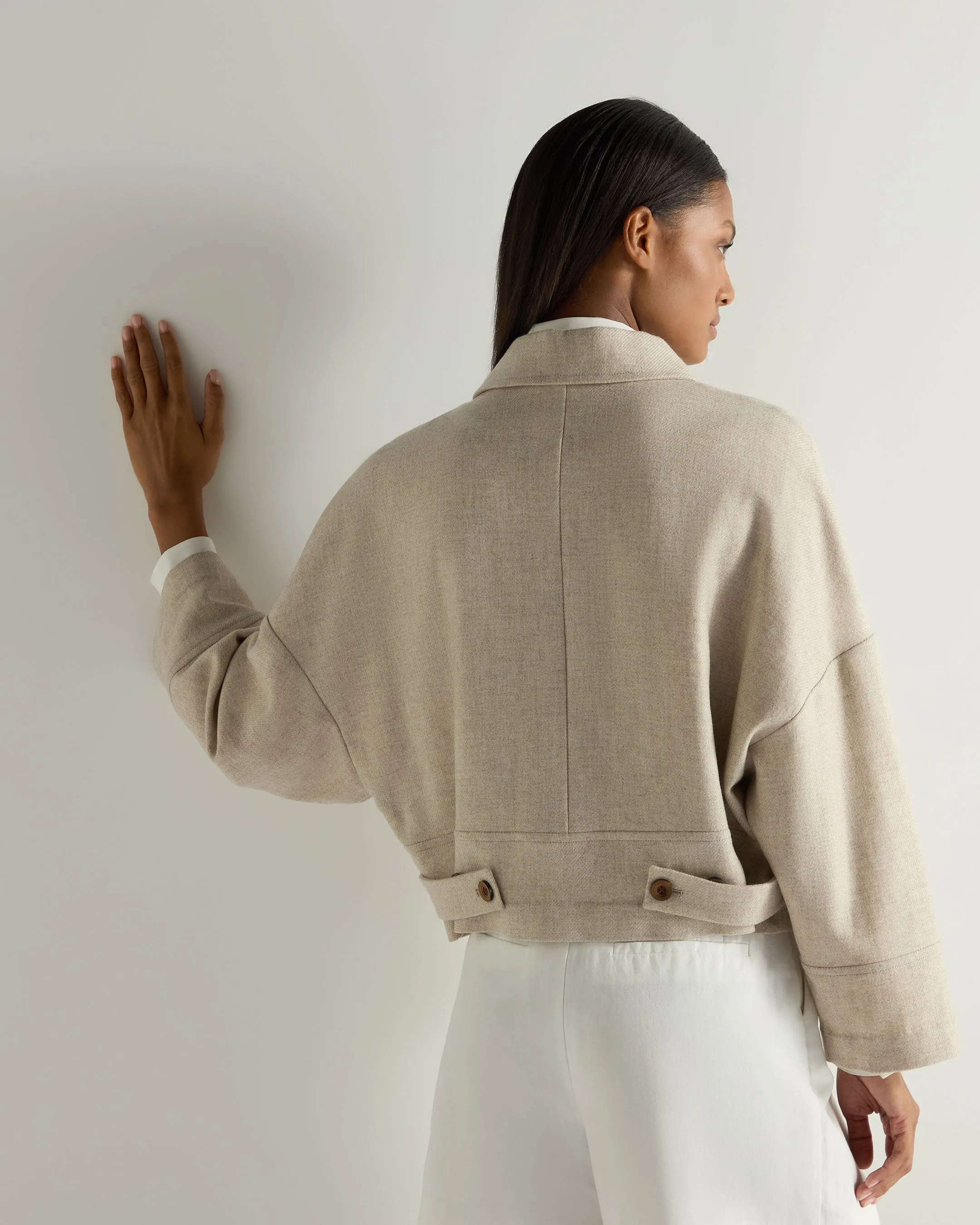 Women's Woven Cashmere Jacket Beige Brown