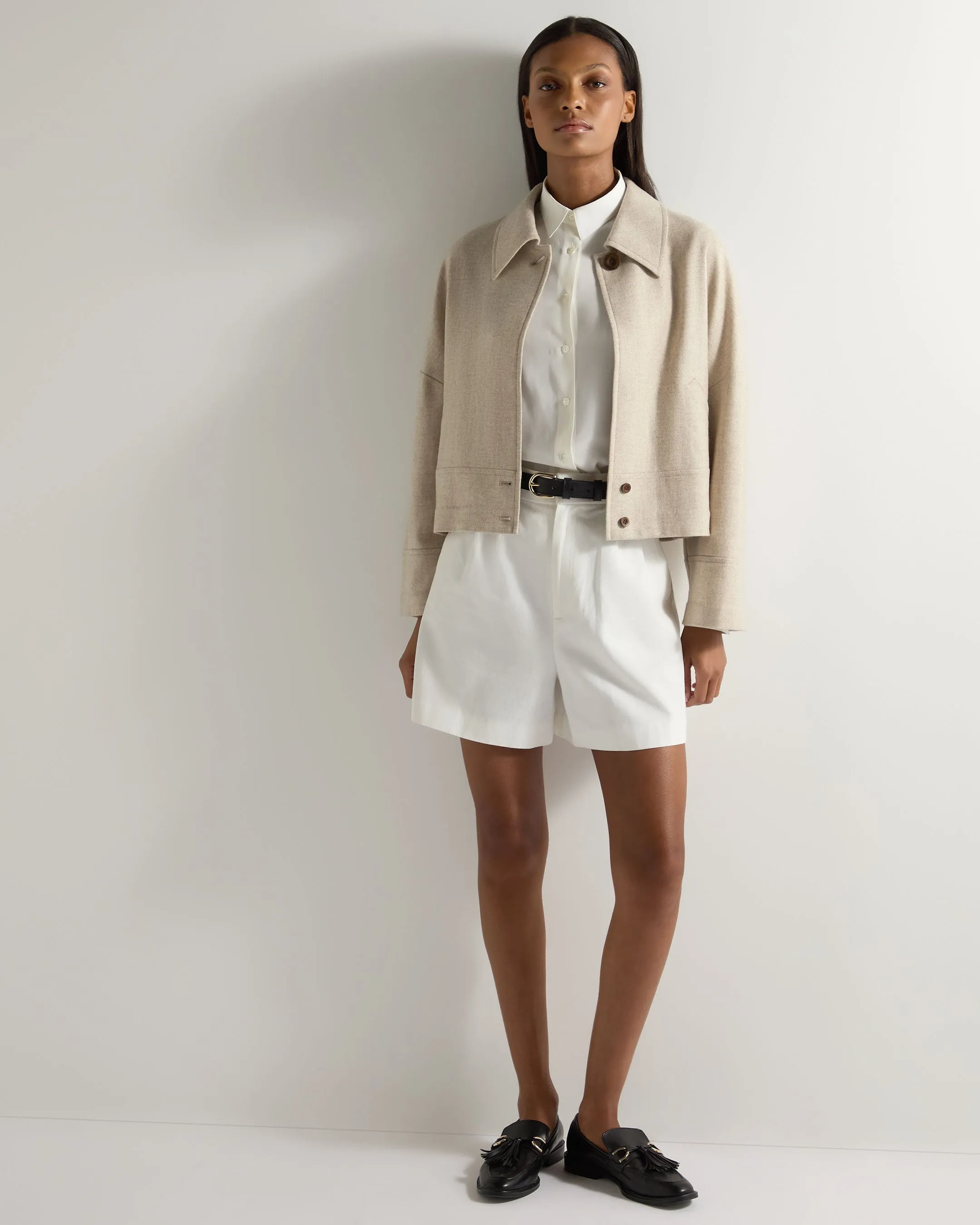 Women's Woven Cashmere Jacket Beige Brown