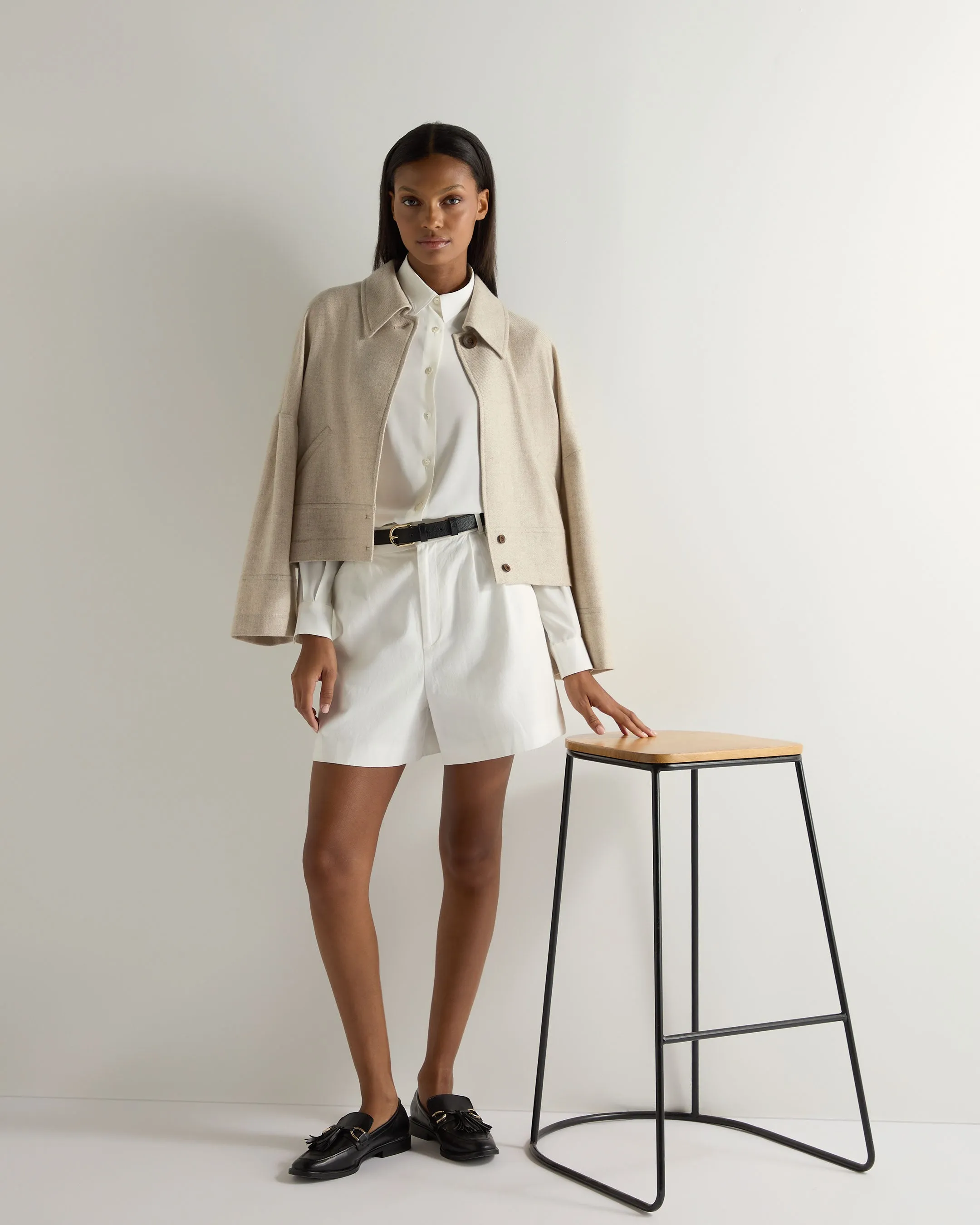 Women's Woven Cashmere Jacket Beige Brown