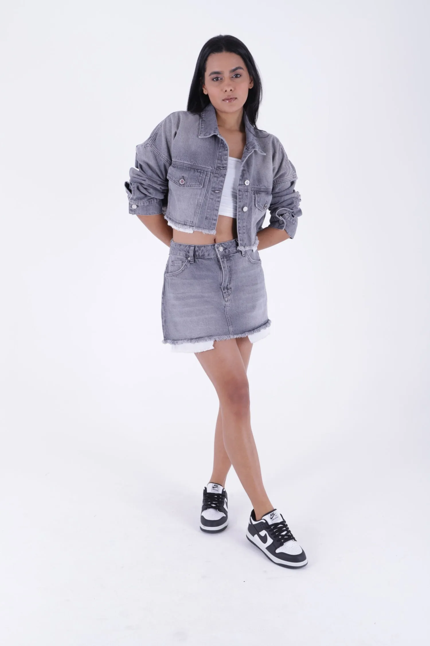 XLJ Denim Short Skirt with Revealed Pocket Liners Mixed - Lamía