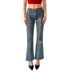 Y2K Glitter Flare Jeans (XS)